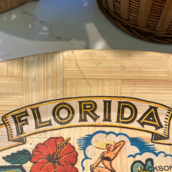 Vintage Florida pressed bamboo tray - Picture 5 of 8